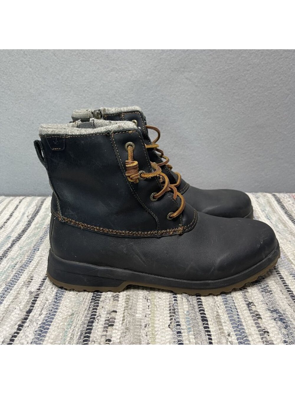 Sperry Top-Sider Maritime Repel Waterproof Snow Boots Black Felt Collar W 9.5